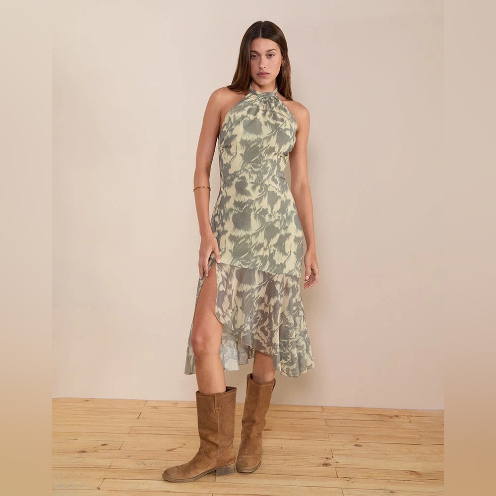 Motel Rocks Tanta Midi Dress in Blurred Floral Yellow